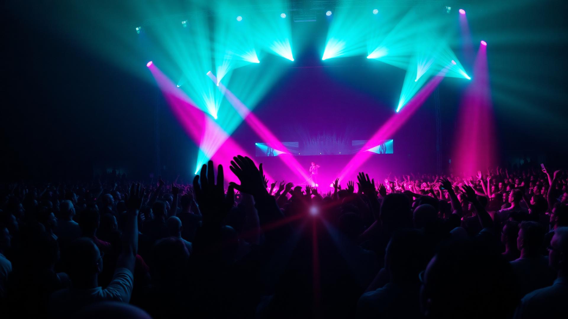Crowd with raised arms at a live show